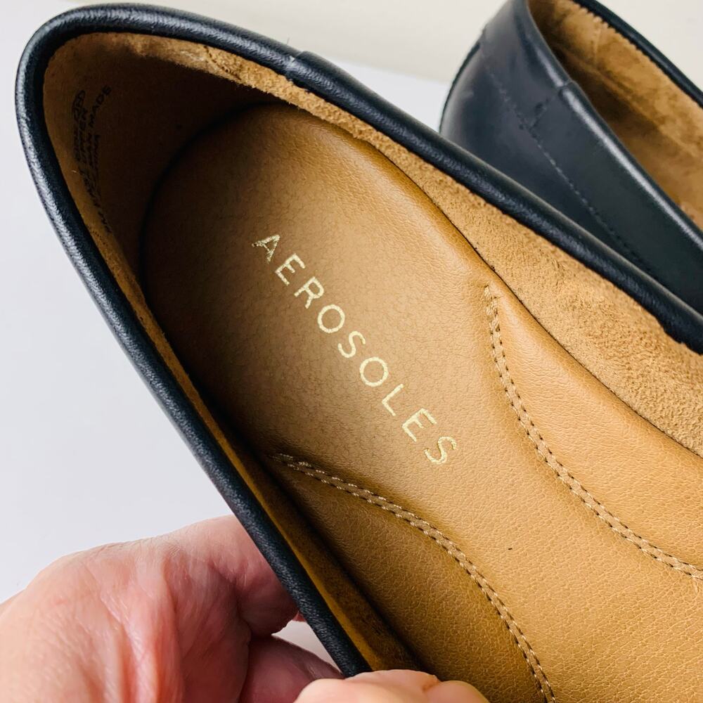 Aerosoles Black Leather Loafers Women’s 9 Comfort Career Work Shoes - Picture 9 of 11